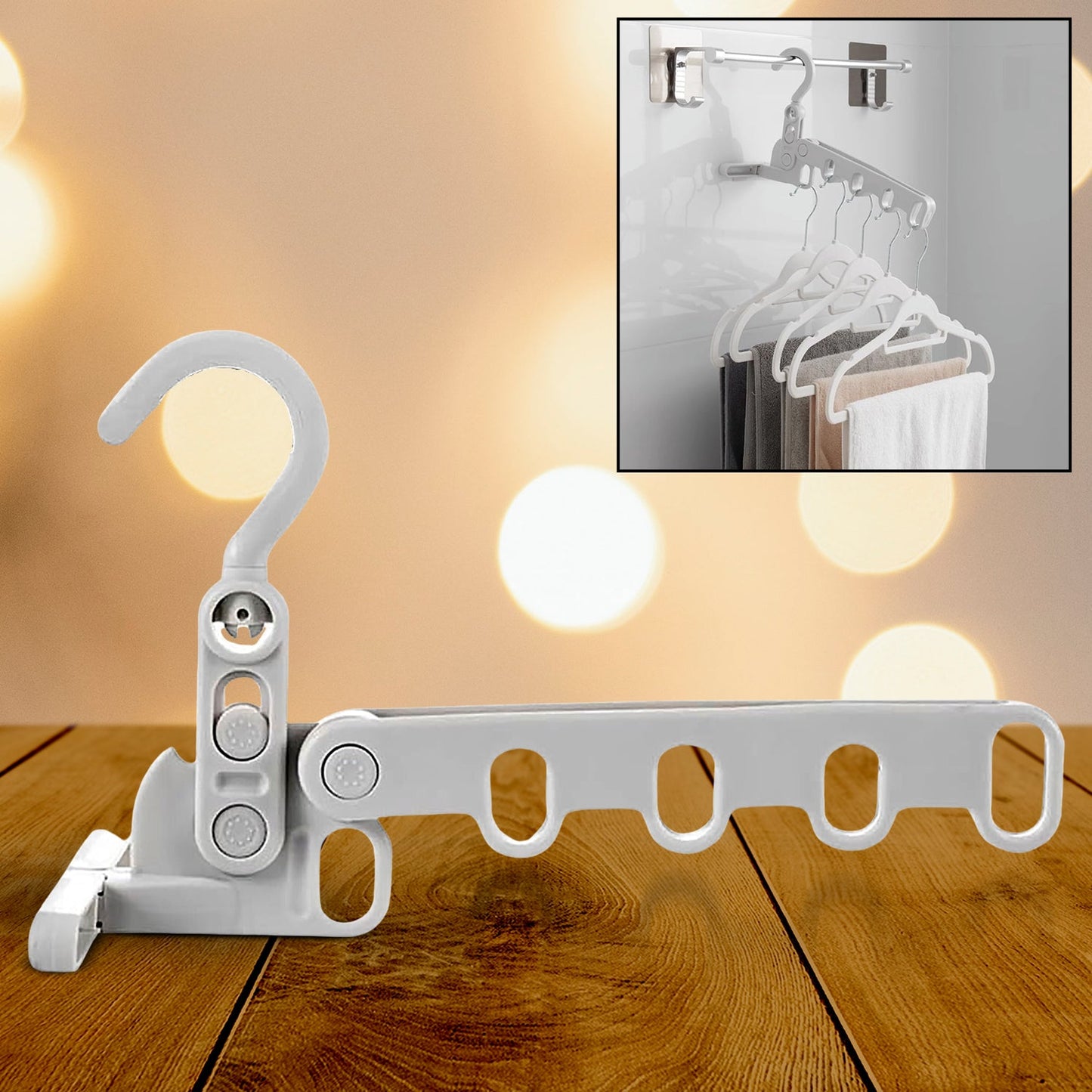 5 holes foldable clothes Hanger, travel clothes hanger, multifunctional clothes hanger, space-saving wall holder, clothes rack, robust clothes hanger for travel, indoors.
