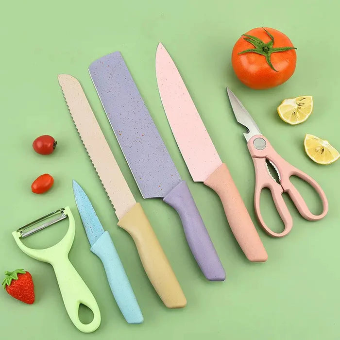 Professional Colorful Kitchen Knives Set (6 Pcs Set)