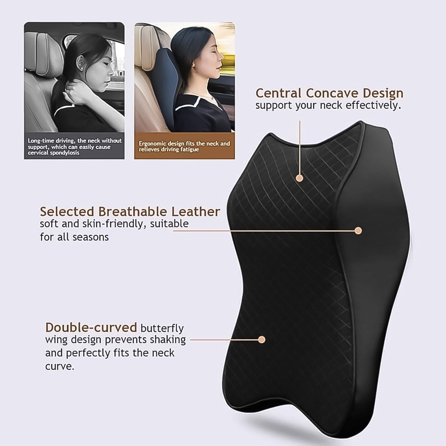 Car Neck Pillow Car Neck Headrest Pillow Memory Foam Car Accessories Cushion Car Seat Head Support Neck Protector Car Seat Neck Pillow, for Driving (1 Pc)