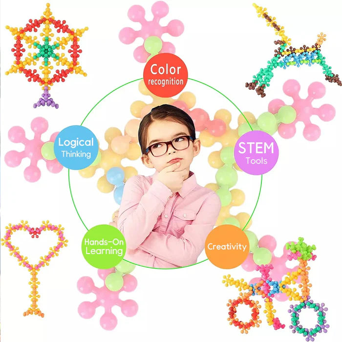 Star Shaped Interlocking Blocks Colorful Star Building Blocks (100 Pcs Set)