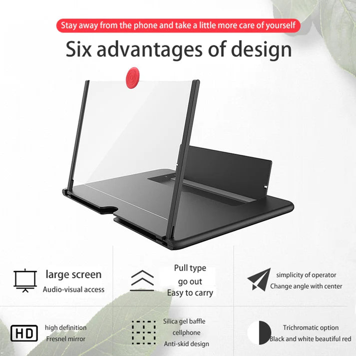 Portable 12X View F3 Screen Expander & 3D Magnifier for Mobiles and Watching Movies