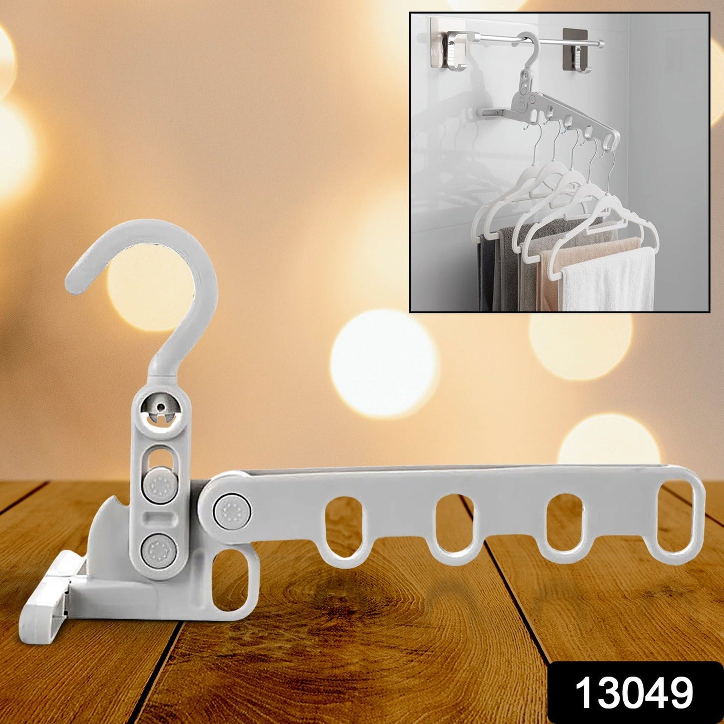 5 holes foldable clothes Hanger, travel clothes hanger, multifunctional clothes hanger, space-saving wall holder, clothes rack, robust clothes hanger for travel, indoors.