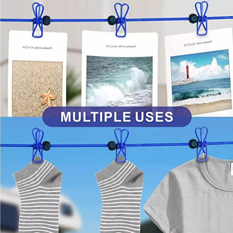 Cloths hanging/drying wireline with 12 pcs attached clips