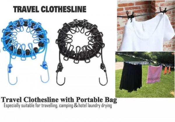 Cloths hanging/drying wireline with 12 pcs attached clips