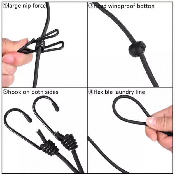Cloths hanging/drying wireline with 12 pcs attached clips