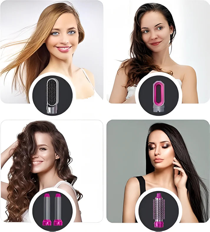 Muti-Functional 5 IN 1 Hair Styling Tool Detachable Hot Air Brush Hair Dryer with Comb