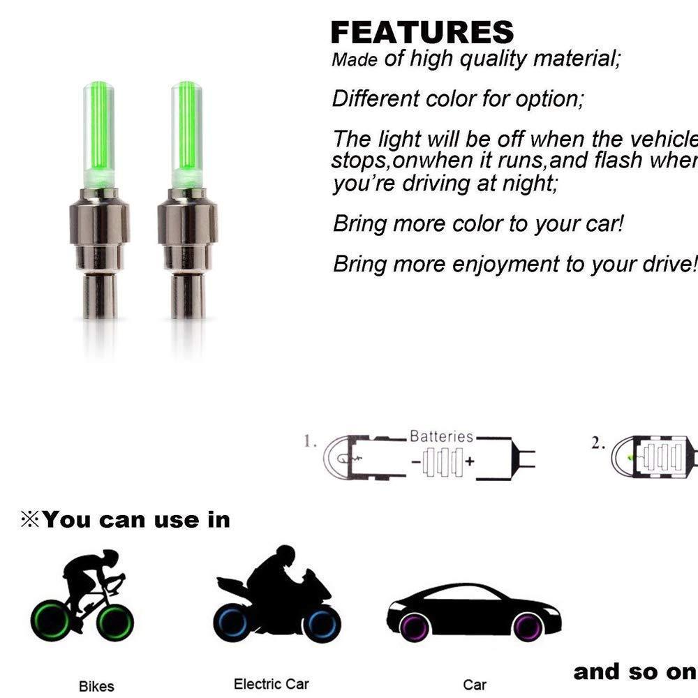 THOX™ Led Flash Light Lamp Wheel Valve Sealing Caps (Pack Of 2)