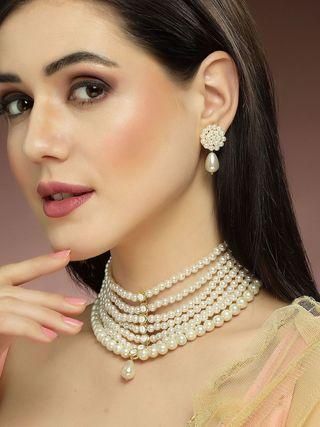 Pearl Choker Necklace Set for Women
