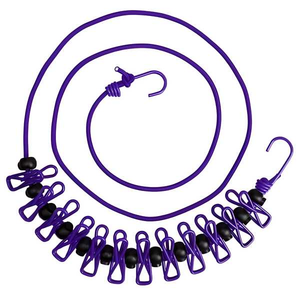 Cloths hanging/drying wireline with 12 pcs attached clips