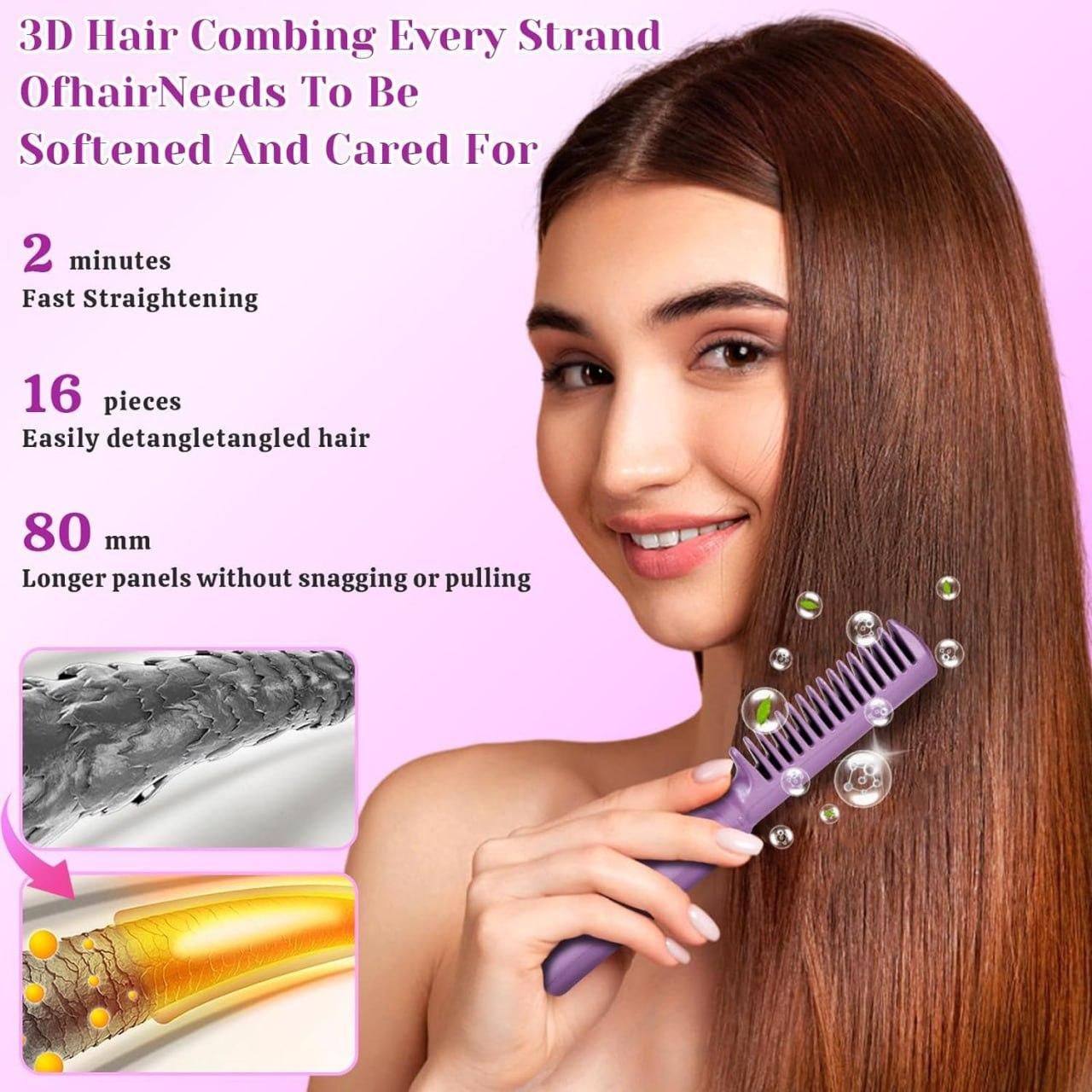 Portable Cordless Rechargeable Mini Adjustable Hair Straightener Hot Comb
