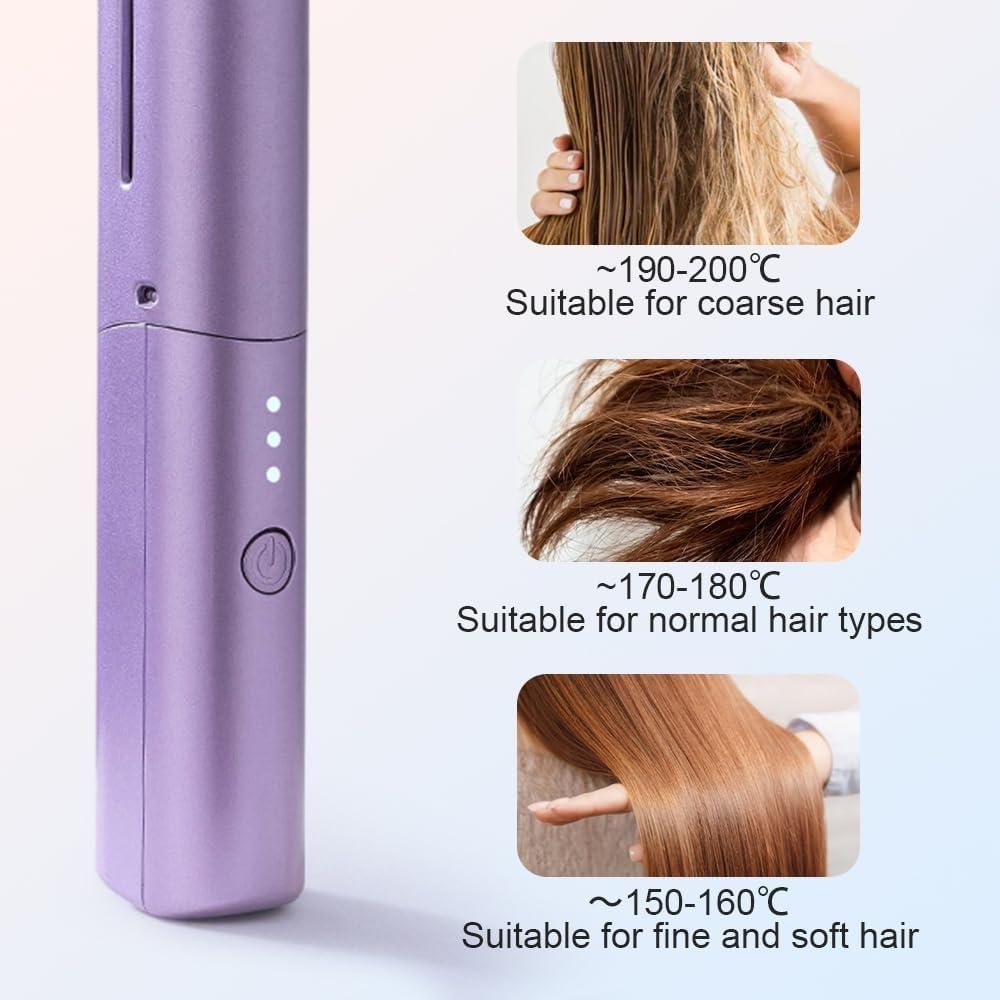 Portable Cordless Rechargeable Mini Adjustable Hair Straightener Hot Comb