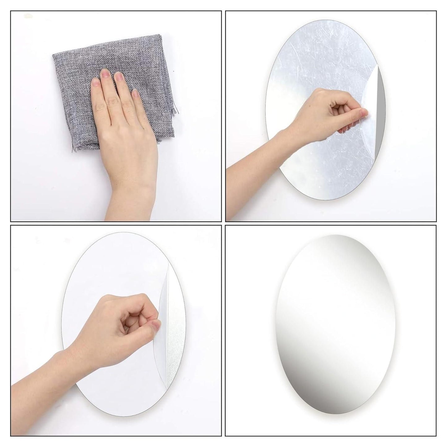Premium 3D Mirror Sticker Oval Shape (Pack of 2)