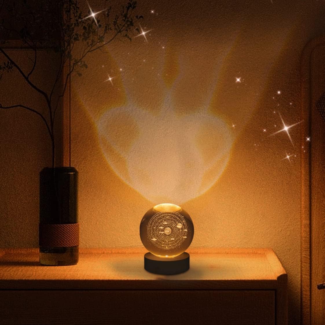 3D Galaxy Crystal Ball Night Lamp,Solar System