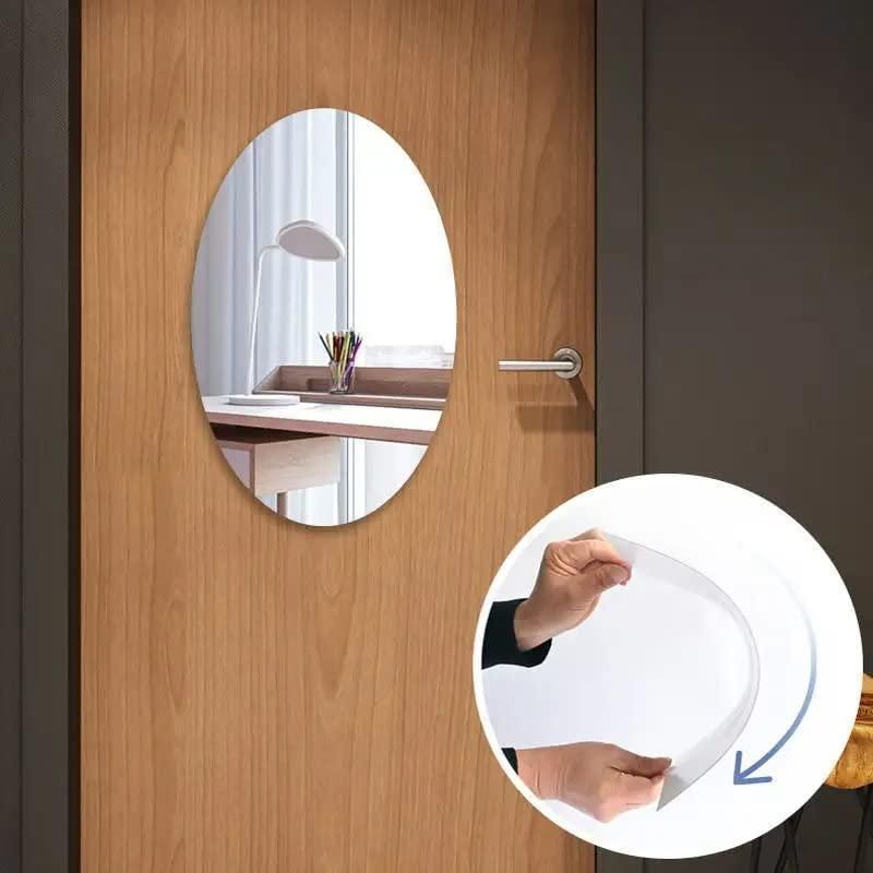 Premium 3D Mirror Sticker Oval Shape (Pack of 2)
