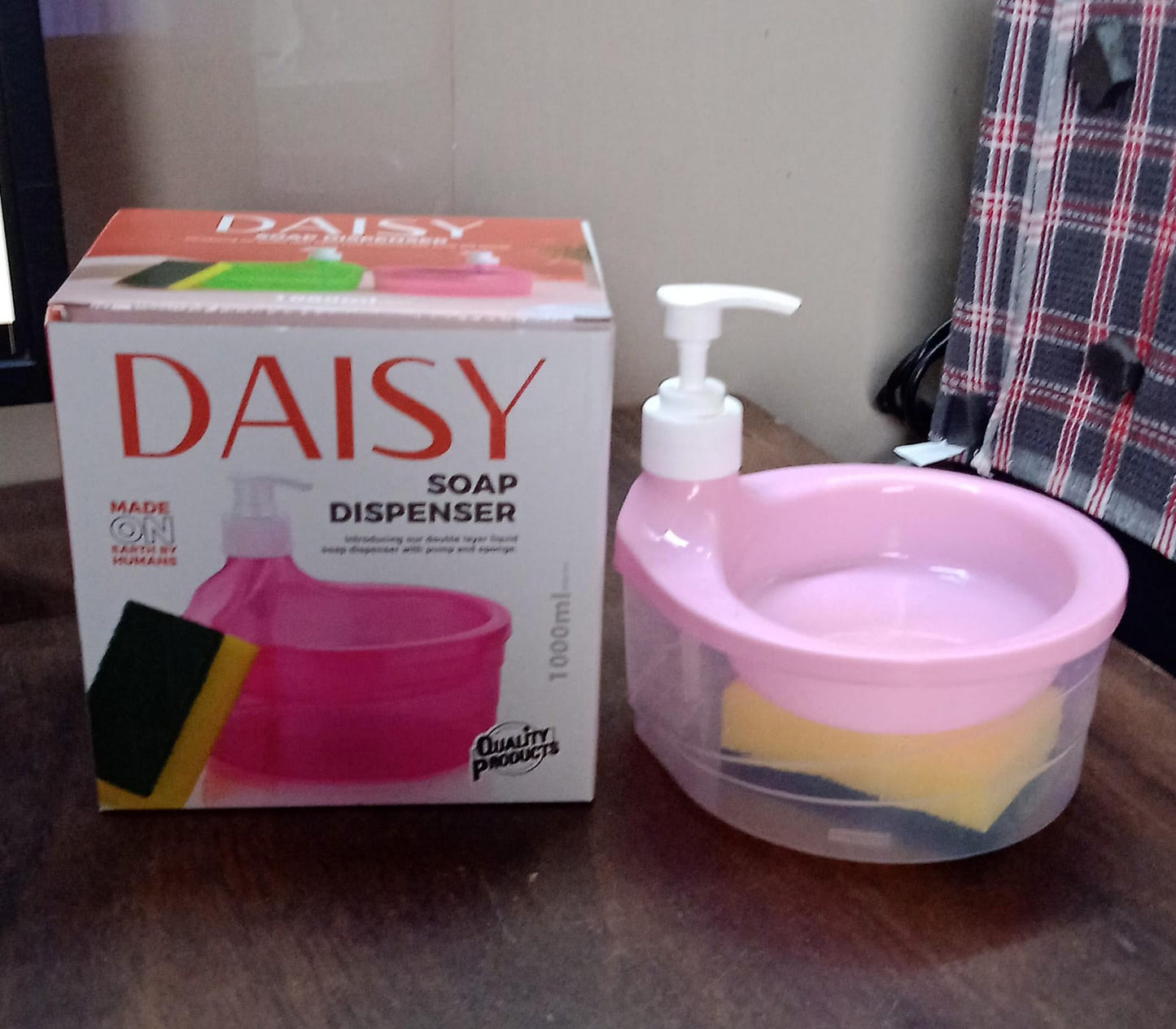 Double Layer Liquid soap Dispenser with Pump and Sponge