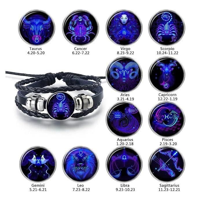 Stylish Zodiac Adjustable Leather Bracelet