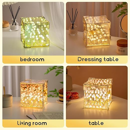 Decorative Tulip Flower LED Mirror Night Lamp 3D - DIY
