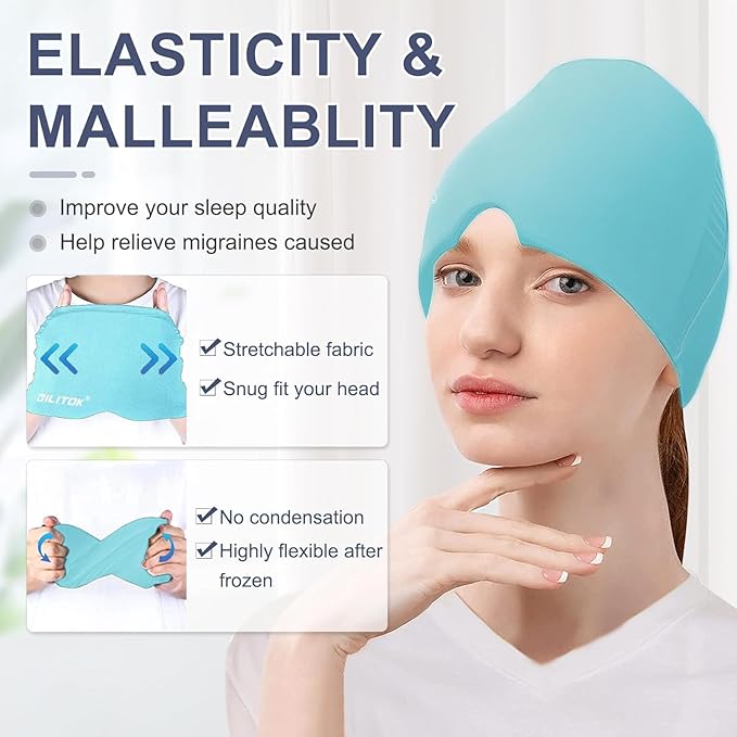 THOE™ Migraine Ice Head Wrap, Headache Relief Hat for Migraine pain