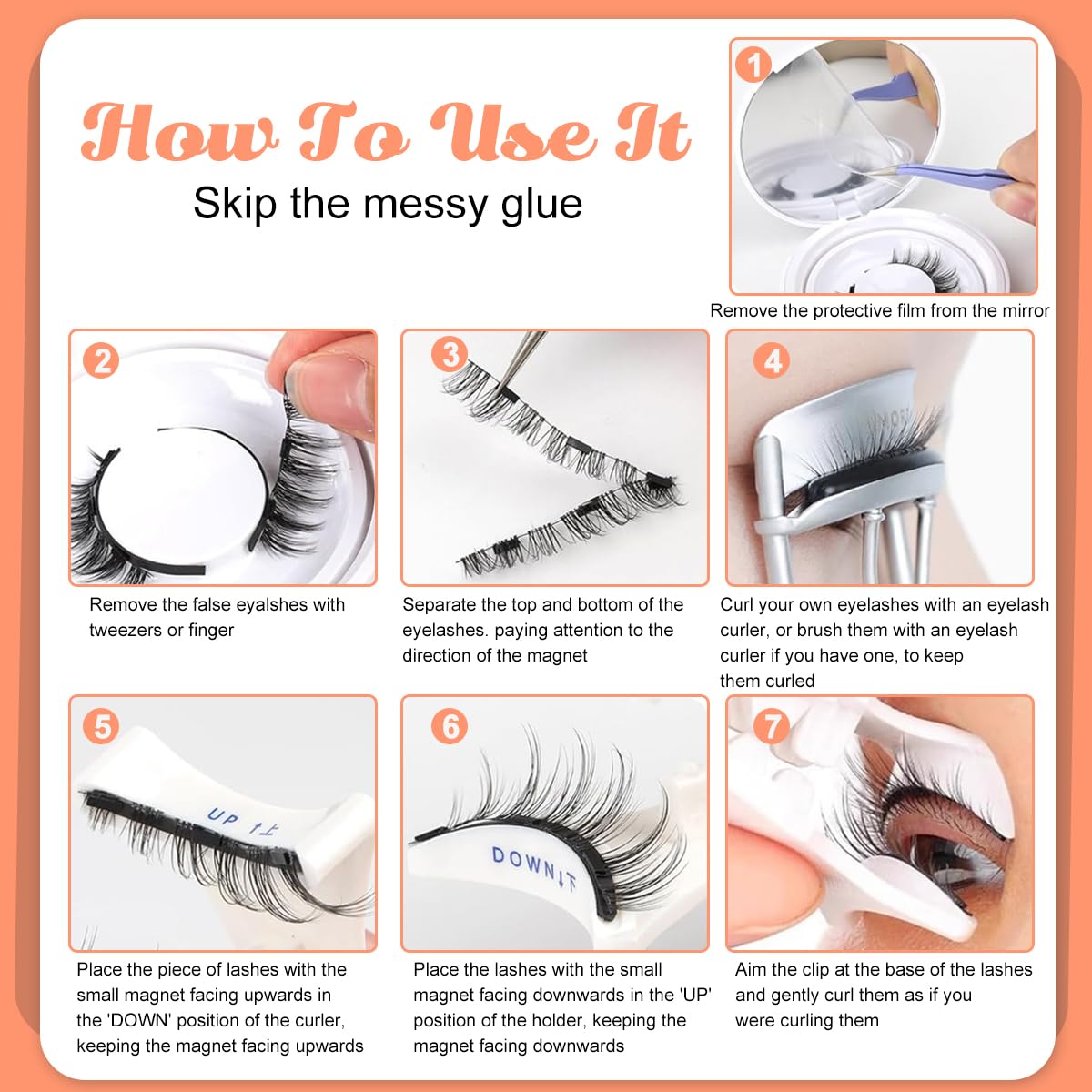 Reusable Magnetic Cat Eye Lashes with a Natural Look and Handy Applicator
