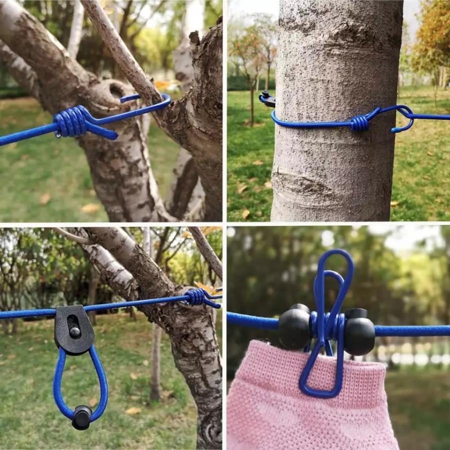 Cloths hanging/drying wireline with 12 pcs attached clips