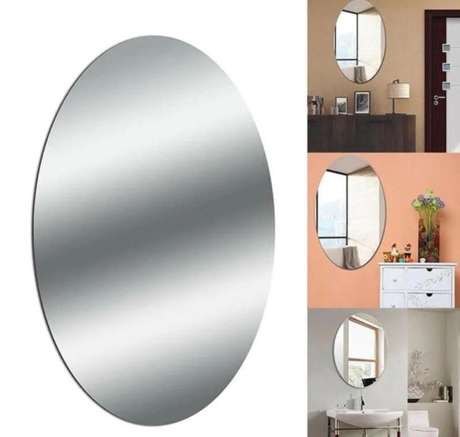 Premium 3D Mirror Sticker Oval Shape (Pack of 2)
