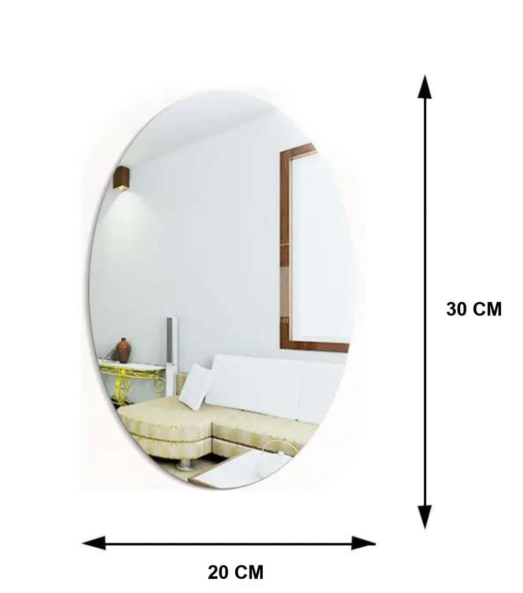 Premium 3D Mirror Sticker Oval Shape (Pack of 2)