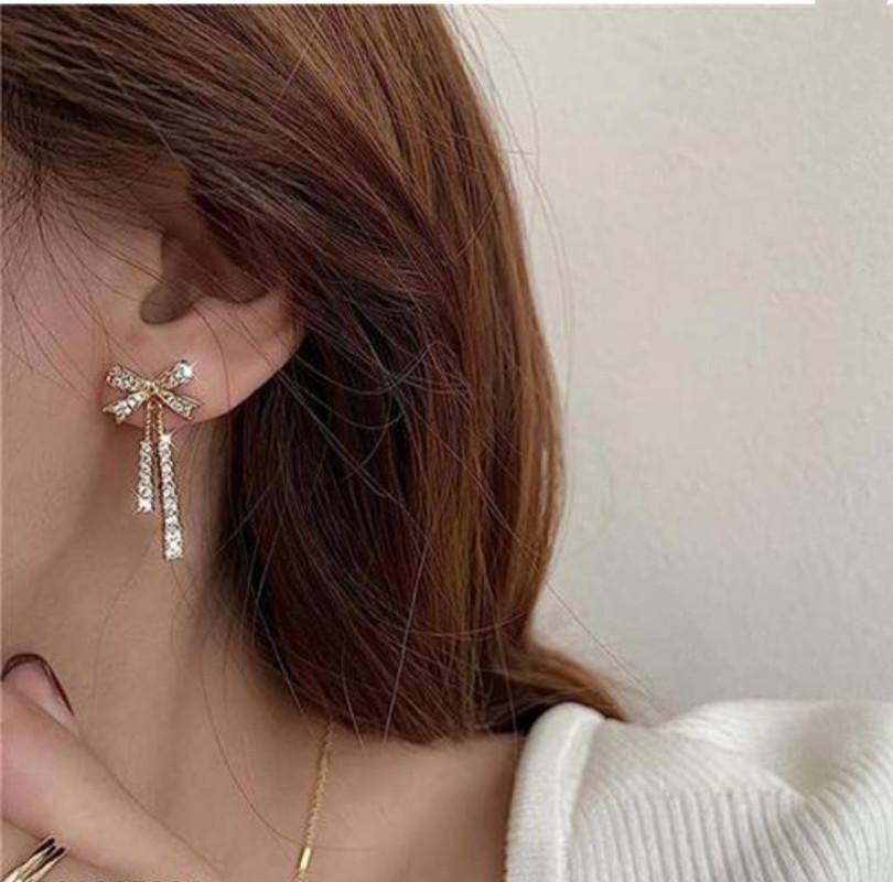 Bow Earrings Luxury Crystal Pendant