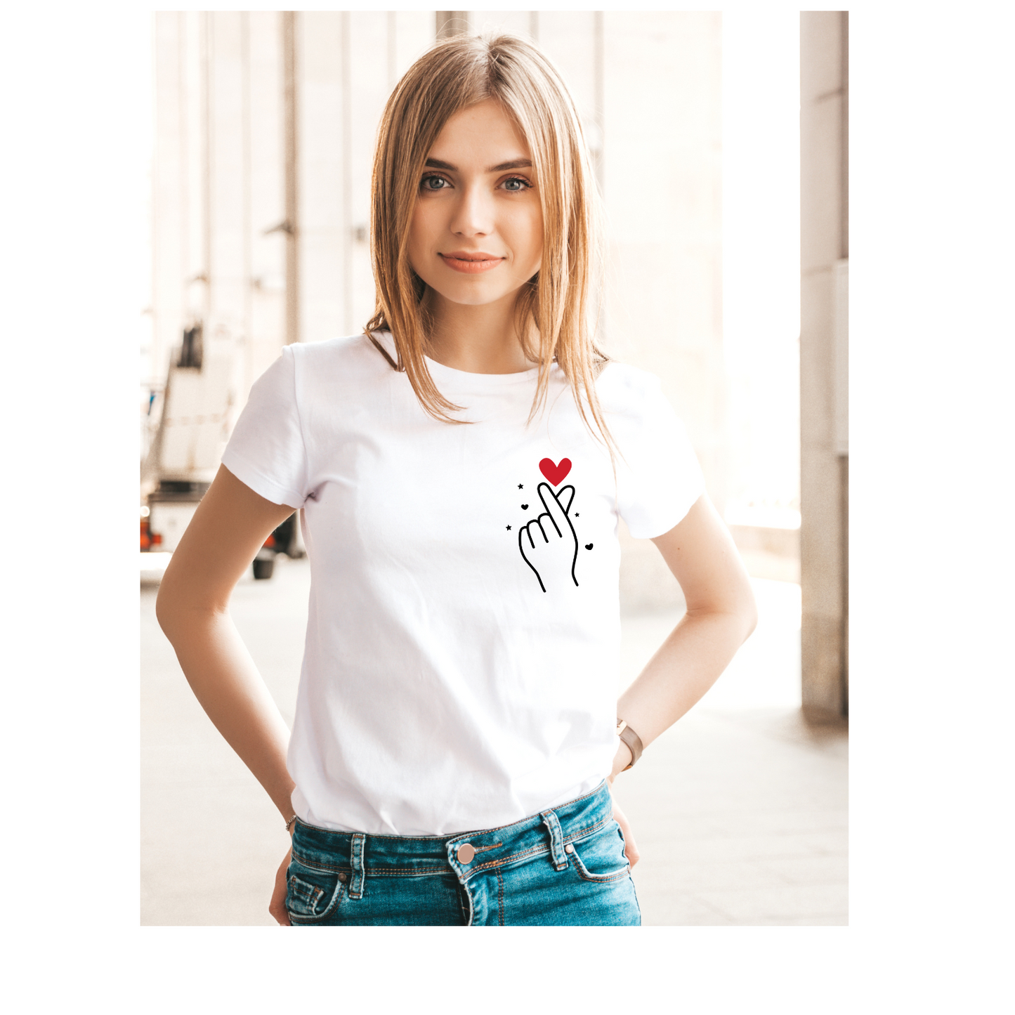 T-Shirt for Women - Korean Finger Heart