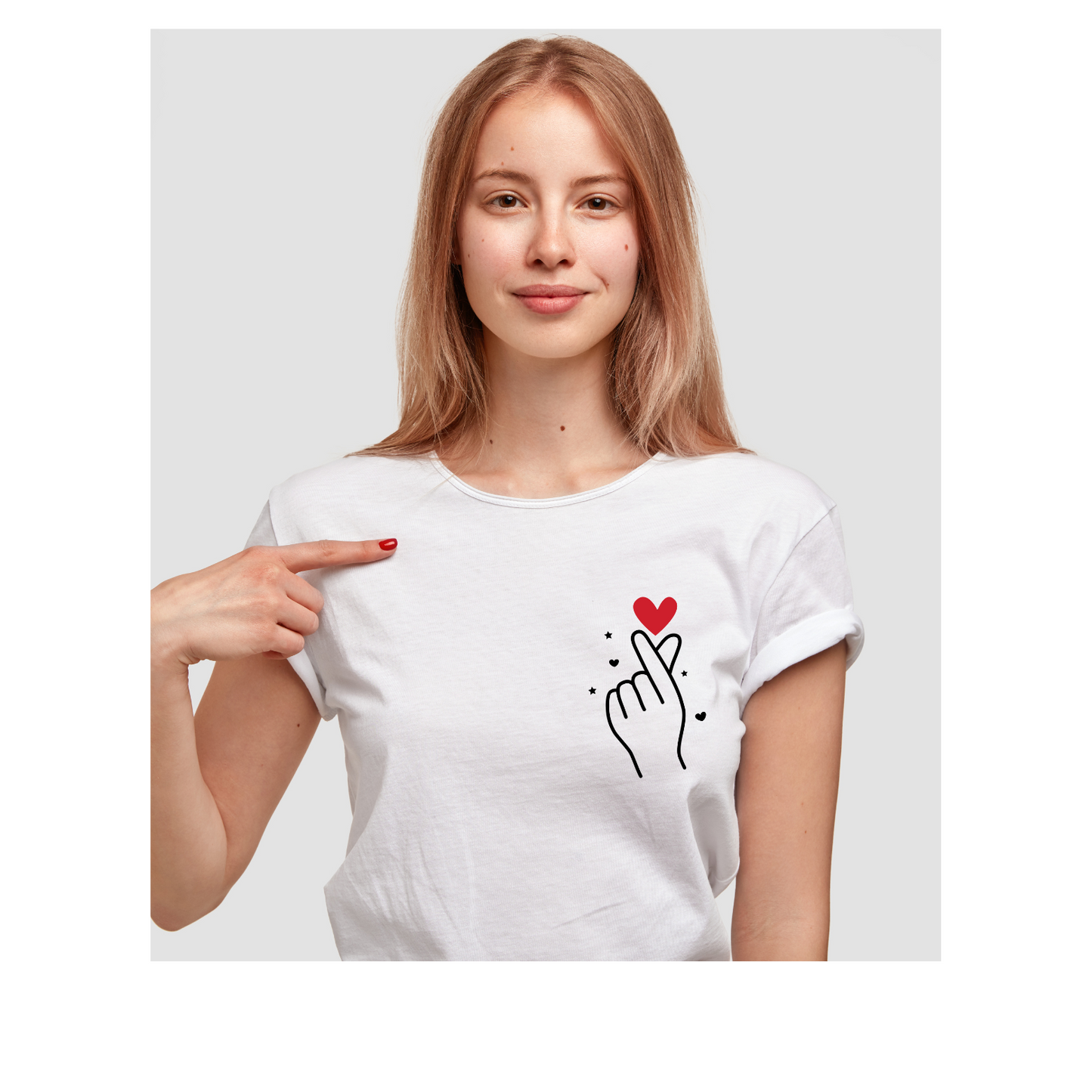 T-Shirt for Women - Korean Finger Heart