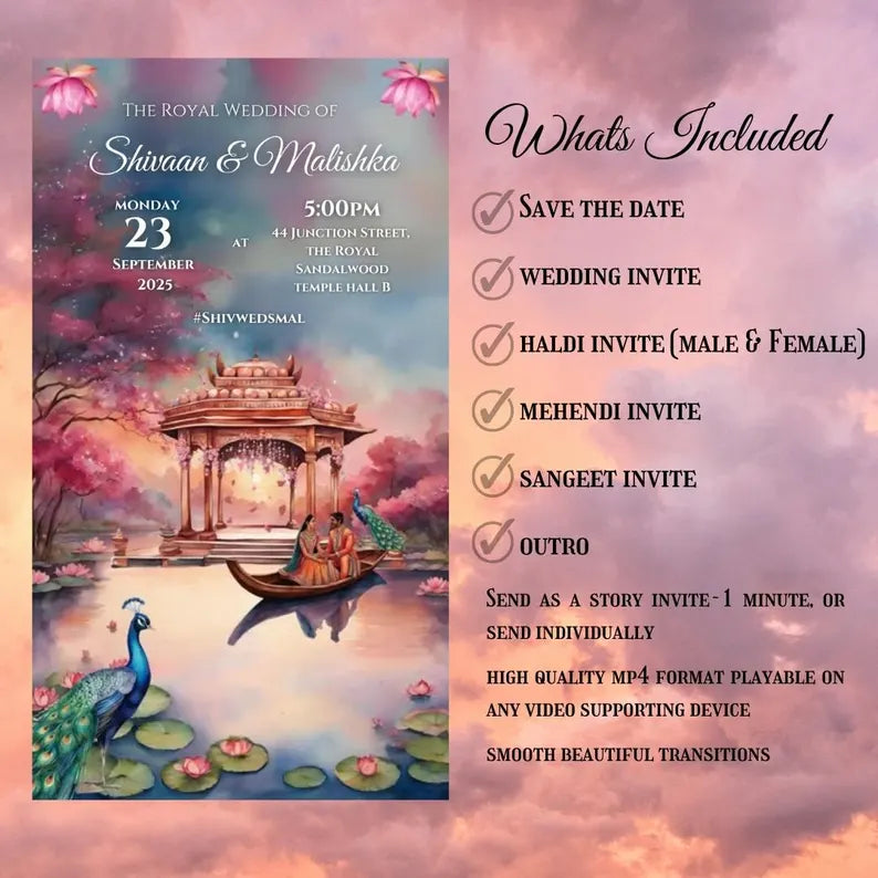 Editable Luxury Indian Wedding Video Invitation Template – Canva Template