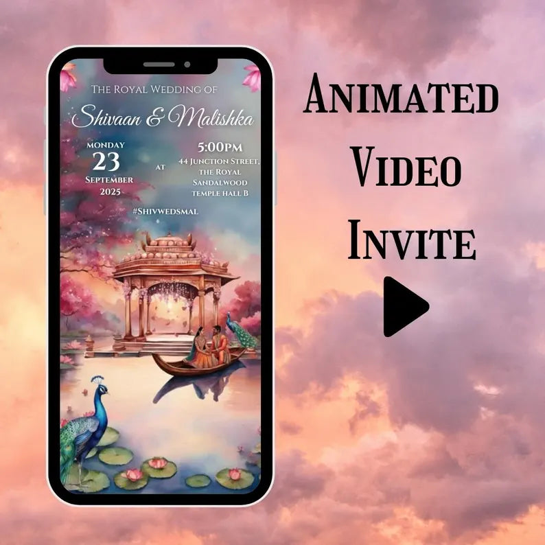 Editable Luxury Indian Wedding Video Invitation Template – Canva Template