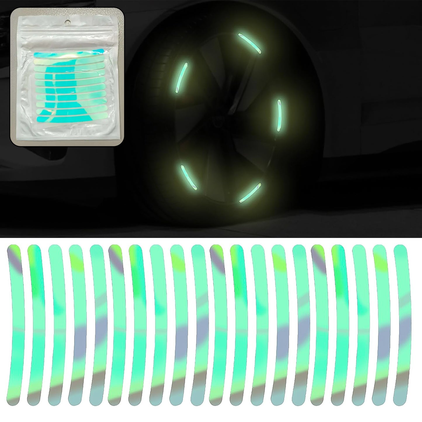 Car Reflective Night Warning Stickers (20 Pcs Set Multicolored)