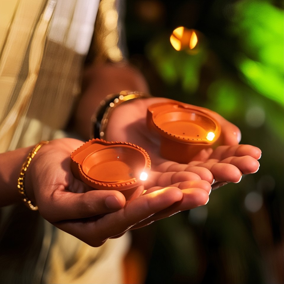 LED Light Water Sensor Diyas with, Ambient Lights for Diwali, Festivals