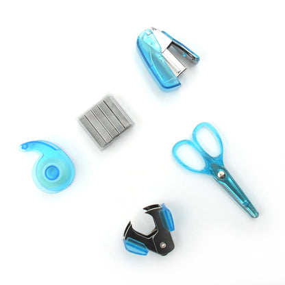 Office stationery set with stapler, tape, and scissors for daily use