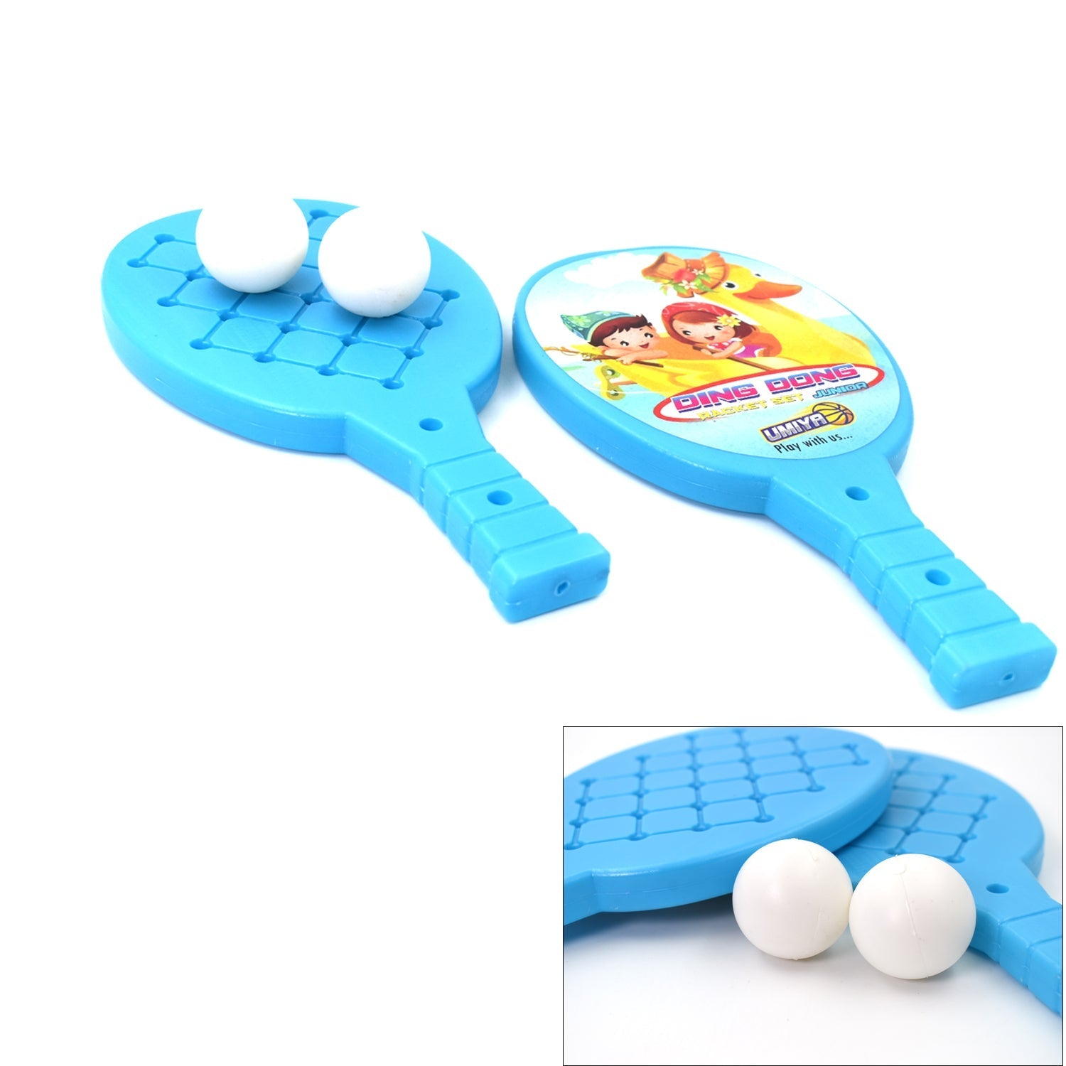 Set of table tennis rackets and ball for children.