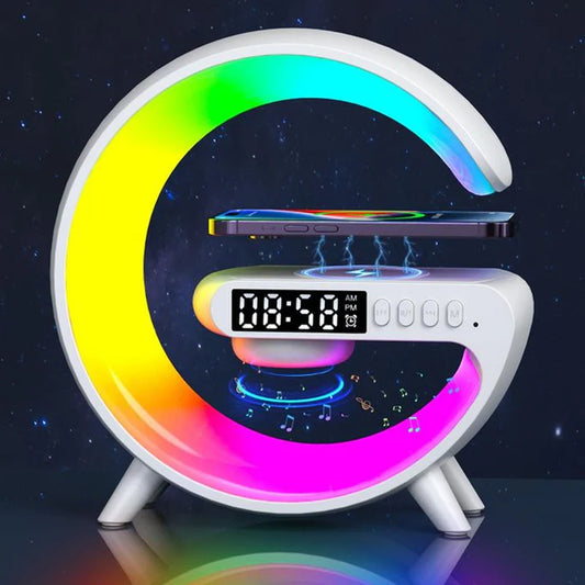 G Shape Smart Bluetooth Speaker Support Wireless Charger & Alarm Clock & Wake-up Light