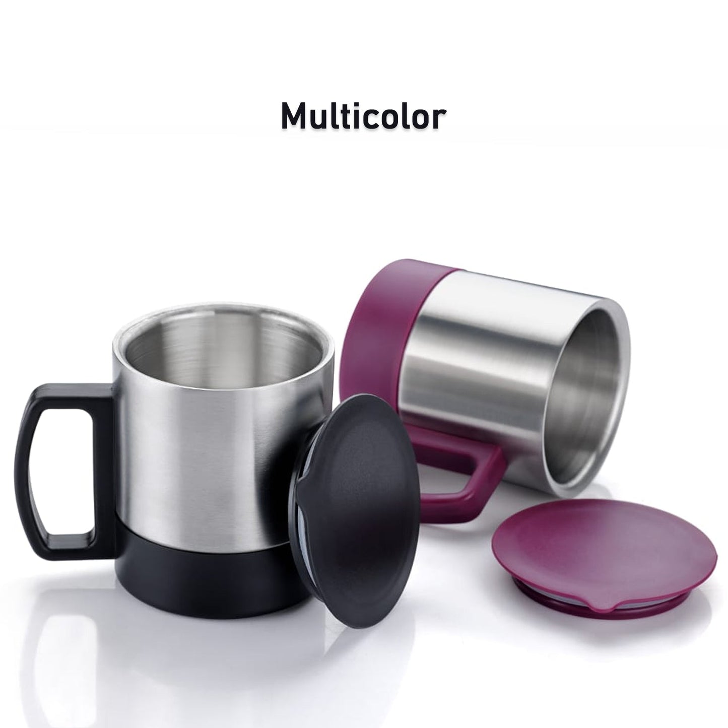 Stainless Steel Coffee/Tea Cup, Stainless Steel Lid Cover Hot Coffee/Tea Mug Hot Insulated Double Wall Stainless Steel, Coffee and Milk Cup with Lid & Handle Easy To Carry - Coffee Cup (1 Pc)