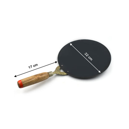 Efficient nonstick roti tawa with wooden handle, great for household kitchens.