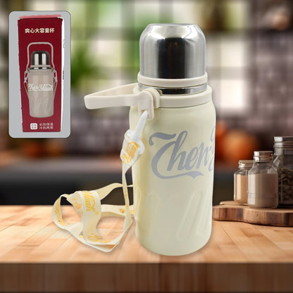 Stainless Steel Vacuum Insulated Water Bottle | Leak Proof Flask for Tea Coffee | With Steel Cup