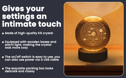 3D Galaxy Crystal Ball Night Lamp,Solar System