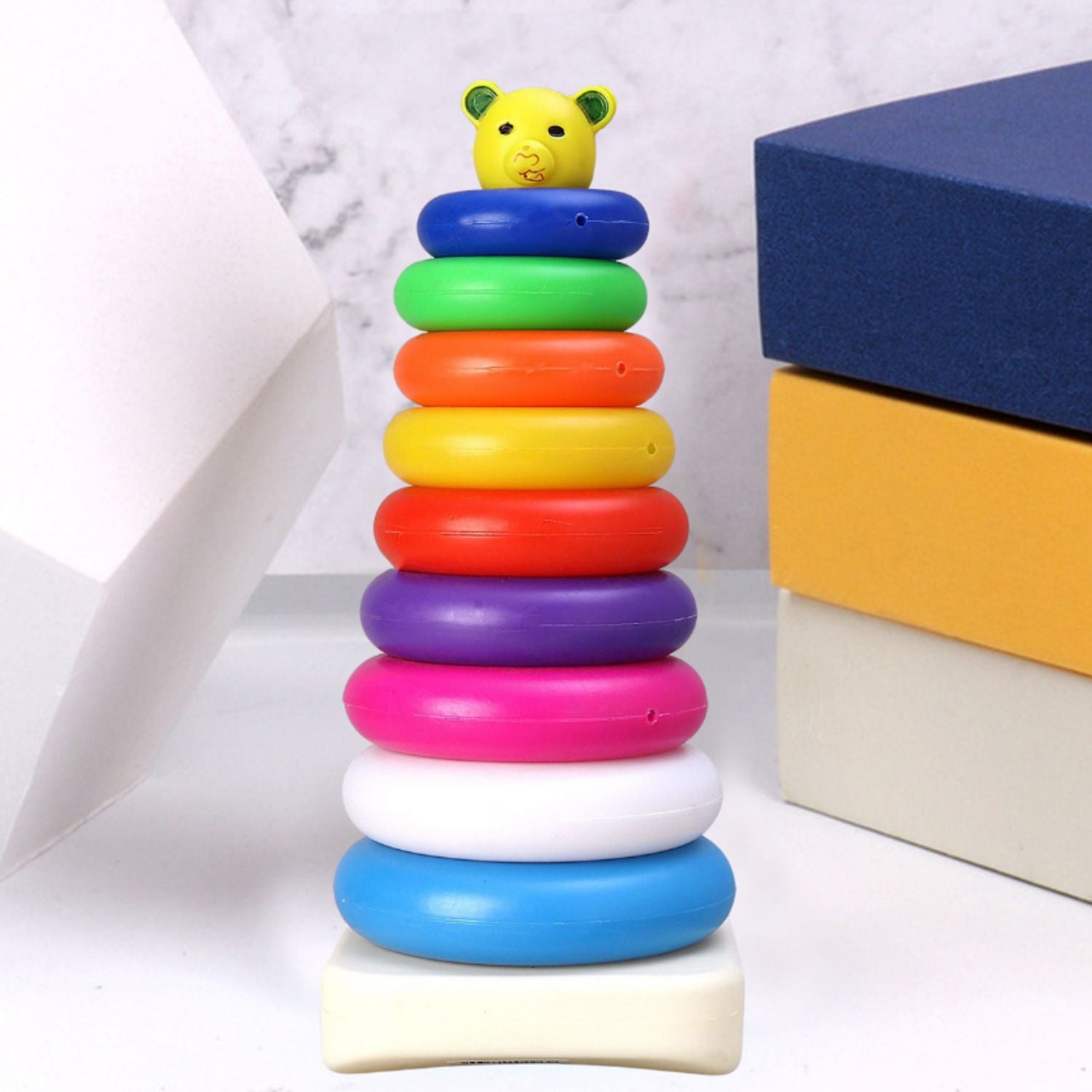 Set of 9 plastic teddy bear stacking rings