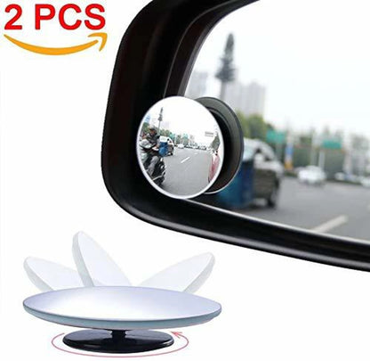 THOX™ Premium Blind Spot Round Wide-Angle Adjustable Convex Rear View Mirror (Pack of 2)