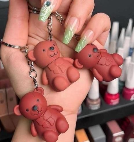 Matte Lipstick with Keychain Bear Design (Pack of 2, Assorted)