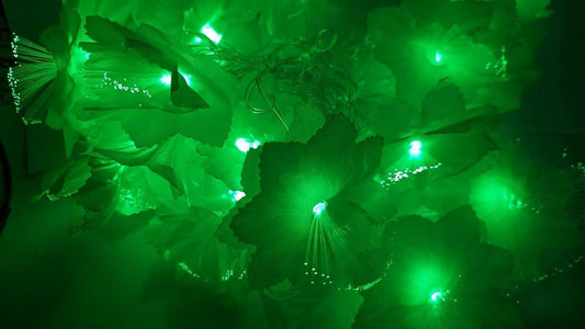 14 Green Fibre Optic Hibiscuses Pollens Light For Diwali and More Festivals