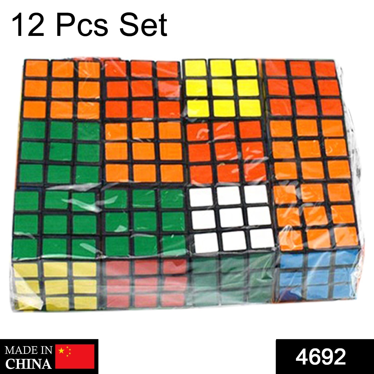 Pack of 12 high-speed multicolor cubes for puzzles and games