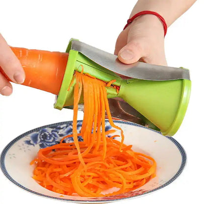 Vegetable and fruit slicer with spiralizing function, portable and stainless steel.