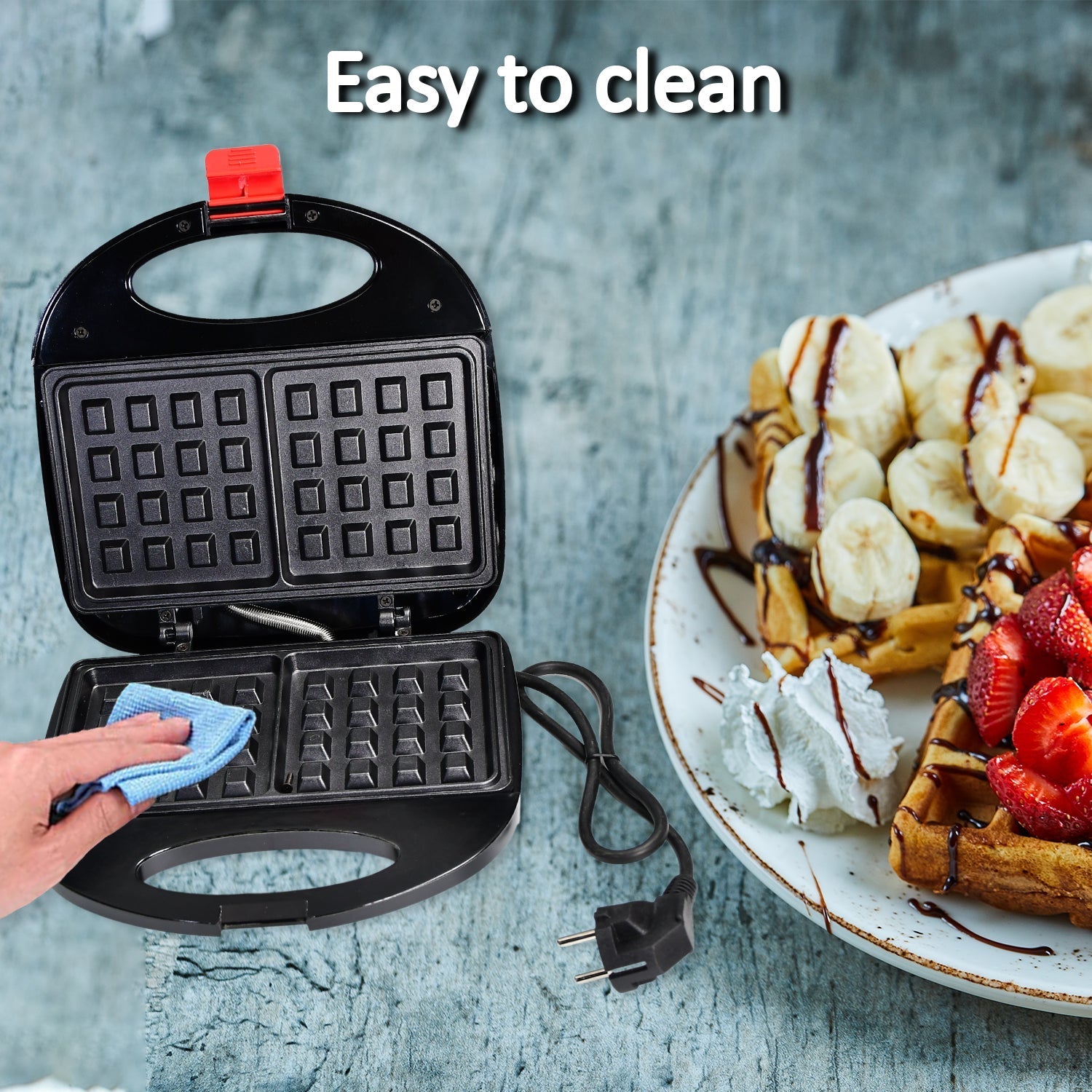 Non-stick waffle maker with indicator lights for perfect waffles