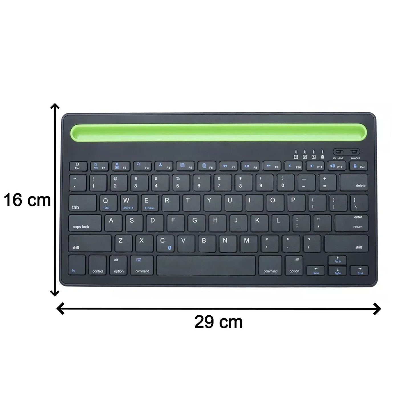 Mini keyboard with backlight and control features for easy use with various devices.