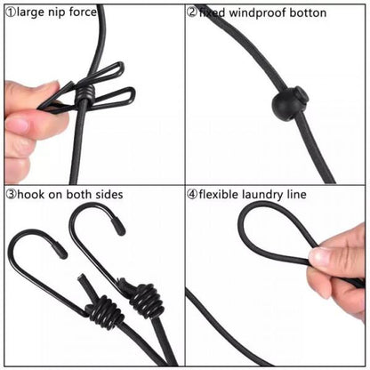 Cloths hanging/drying wireline with 12 pcs attached clips