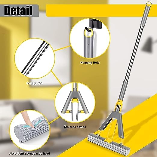 Floor Cleaning Foldable Squeeze Sponge Mop